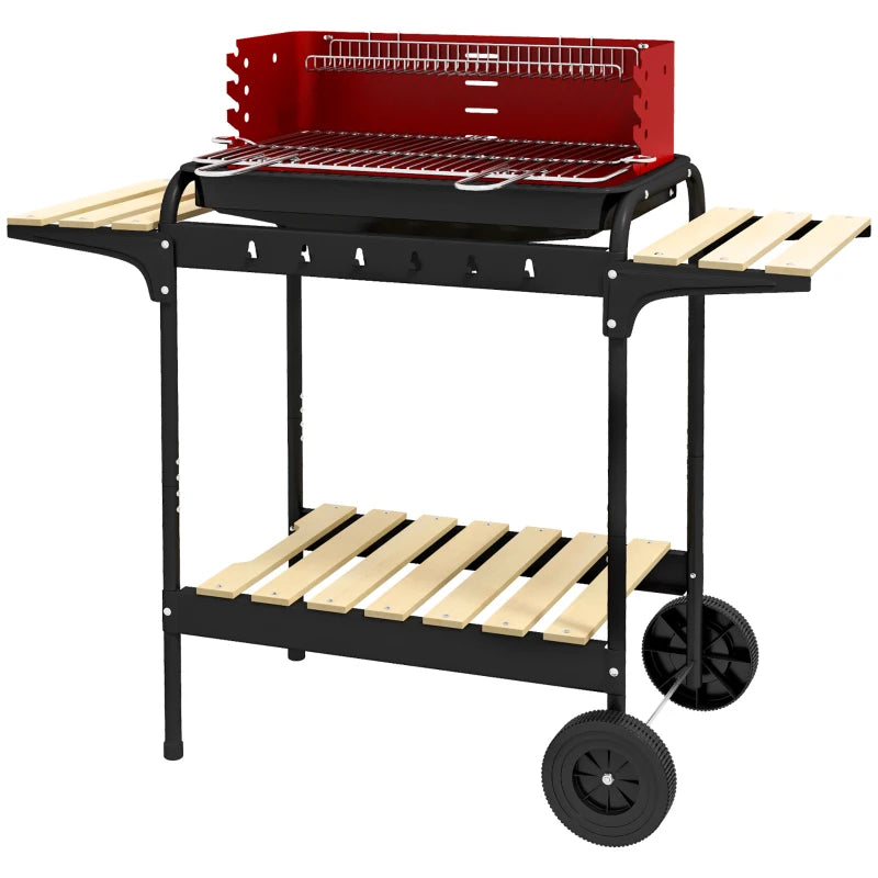 Red Charcoal BBQ with Adjustable Grill Grate