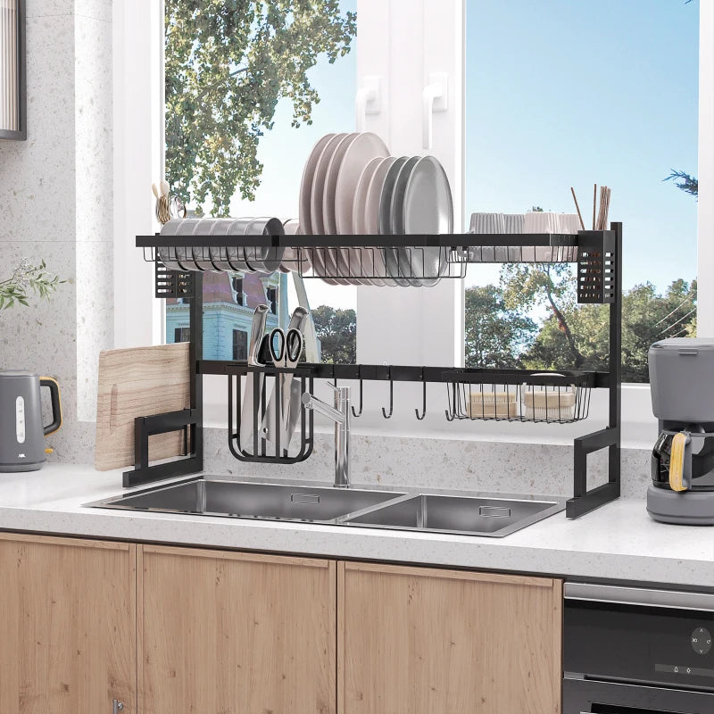93cm Modular Over-Sink Drying Rack - Space-Saving Kitchen Organizer for Dishes, Pots, and Utensils - Adjustable Design