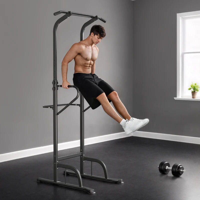 Power Tower Dip Station Pull Up Bar Adjustable Height Multi-Function Push Up Equipment for Home Gym Strength Training Fitness