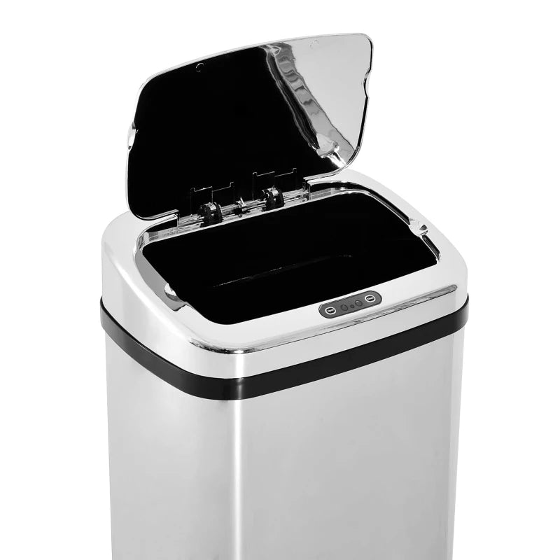 50L Infrared Touchless Automatic Motion Sensor Trash Can - Stainless Steel Dustbin for Home & Office Use