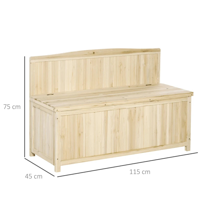 Outdoor Wood Storage Bench - Natural Finish