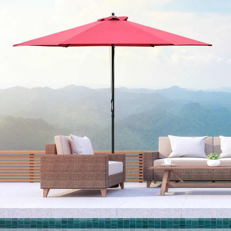 Round Wine Red Garden Parasol Umbrella - 2.8m Outdoor Sun Shade Canopy