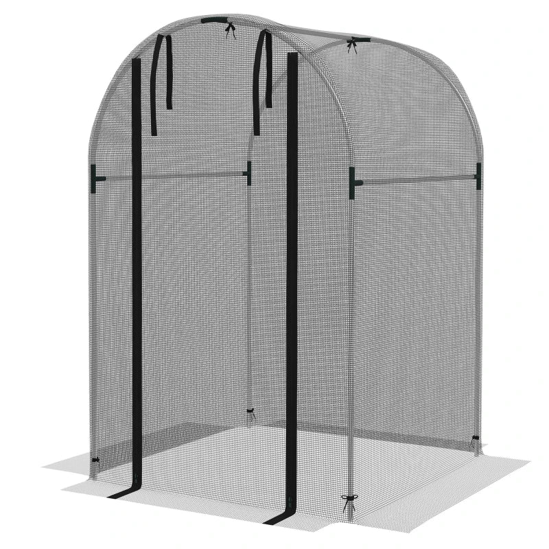 Black Steel Fruit Cage Plant Protection Tent with Zipped Door, 1.2 x 1.2 x 1.9m