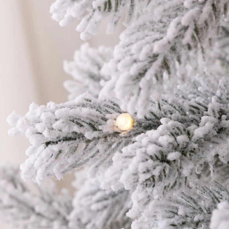 6ft Snow-Flocked Artificial Christmas Tree with LED Lights - Bushy, Realistic Holiday Decor for Festive Home Decoration