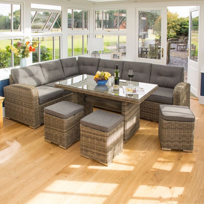 Outdoor Corner Dining Set with Cushions