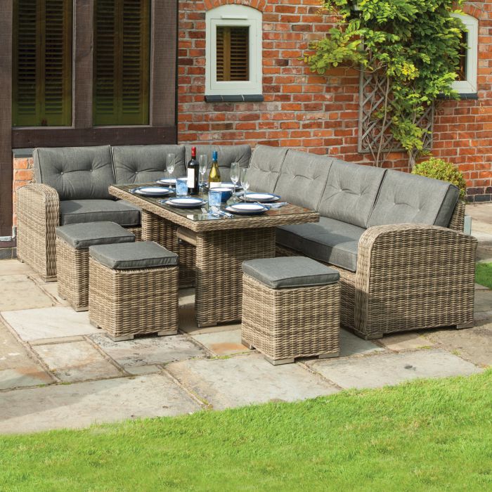 Outdoor Corner Dining Set with Cushions