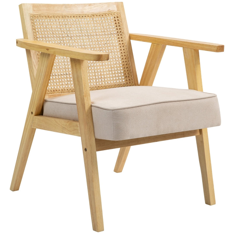 Natural Finish Wooden Rattan Weave Accent Chair for Stylish Home Decor
