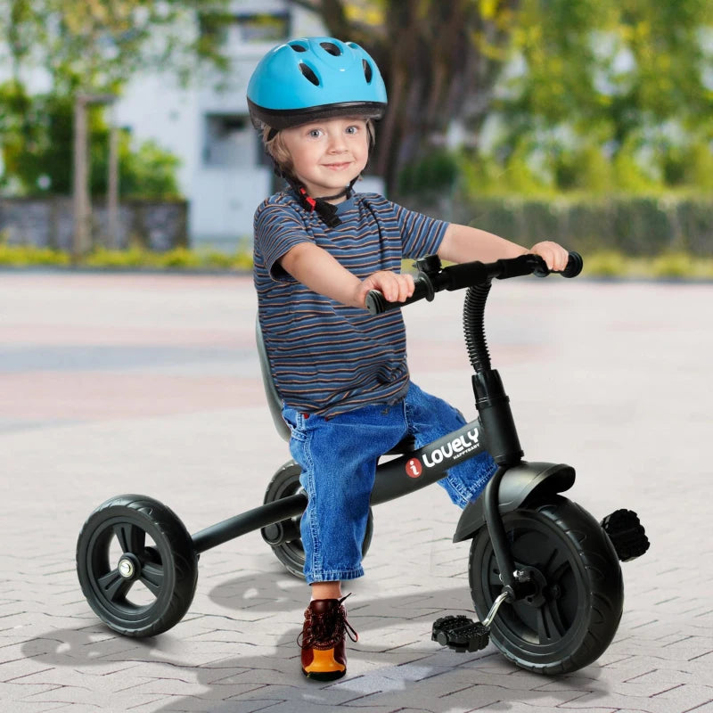 Kids Trike for Toddlers - 3-Wheel Ride-On Bicycle for Ages 1.5 to 4 Years - Black Tricycle