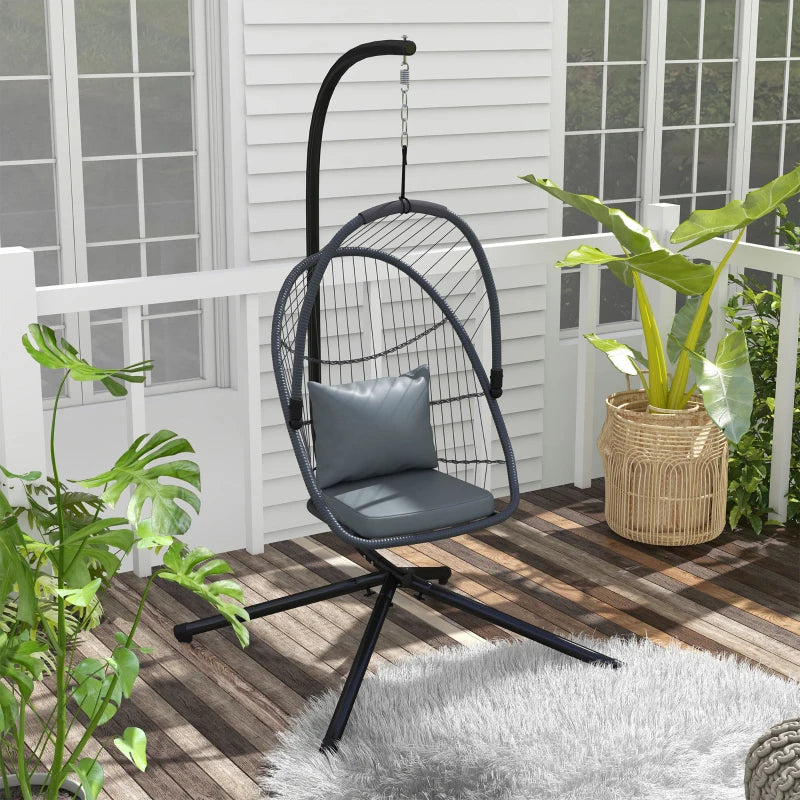 Grey Single Egg Chair with Steel Frame Stand