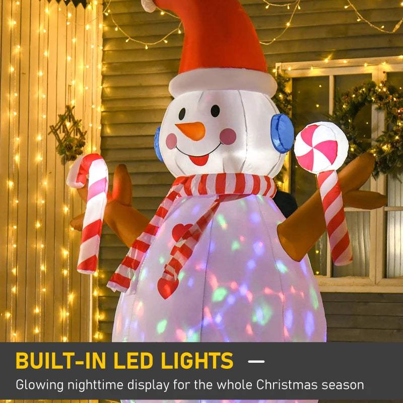 8ft Inflatable Christmas Snowman with Candy & Rotating Lights - Perfect Indoor/Outdoor Holiday Lawn Decoration & Party Prop