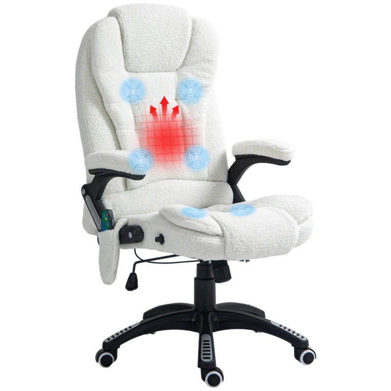 Vinsetto Boucle Six-Point Massage Office Chair - Ergonomic White Design for Ultimate Comfort and Relaxation