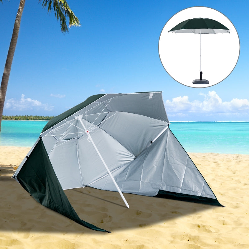 Green 2m UV Protection Beach Umbrella with Side Panel