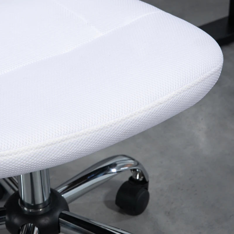 Vinsetto Adjustable Mesh Office Chair - Armless Swivel Desk Chair with Height Control, Modern White Design for Home & Office