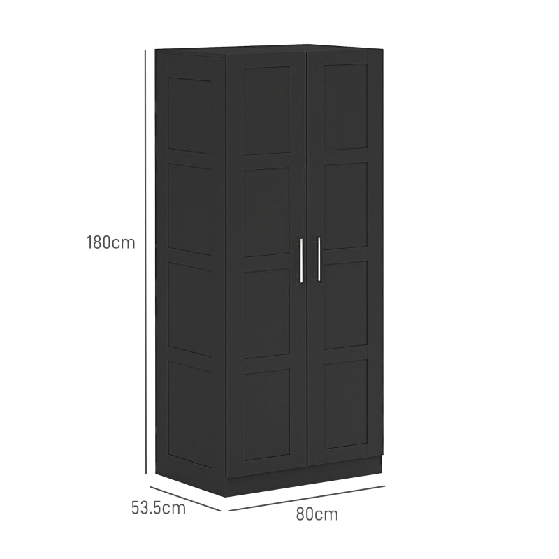 Stylish Double Panel Door Wardrobe with Shelves for Modern Home Storage Black
