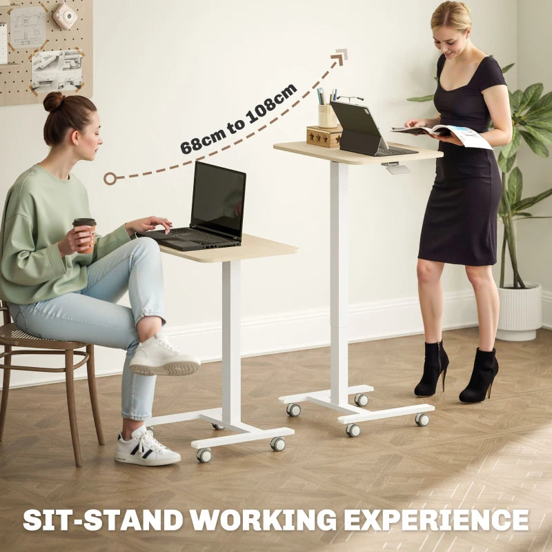 Vinsetto Height Adjustable Work Desk 68-108cm - Modern Wood-Effect & White Finish for Home Office