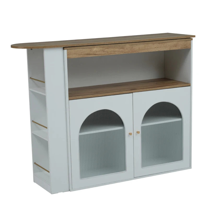 Modern Extendable Dining Table with Storage & LED Strip - Swivel Bar Bistro Table, 138-193x39x105 cm, Elegant White Finish