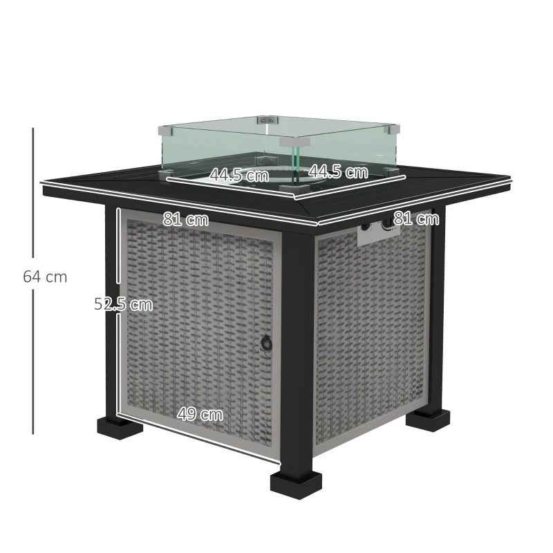 81x81cm 50,000 BTU Grey Gas Fire Pit Table - Outdoor Heating & Stylish Patio Decor