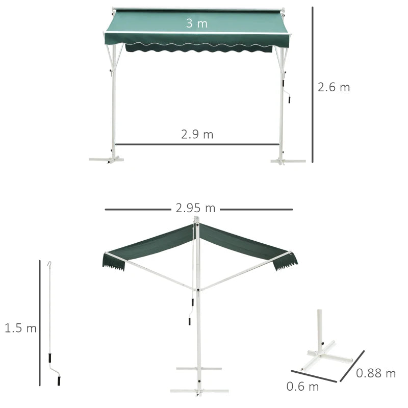 Green 300cm x 300cm Double Sided Free Standing Awning Canopy