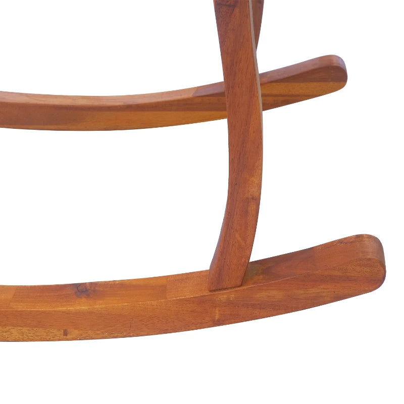 Acacia Wood Rocking Chair with Cushion - Indoor/Outdoor Rocker - Natural