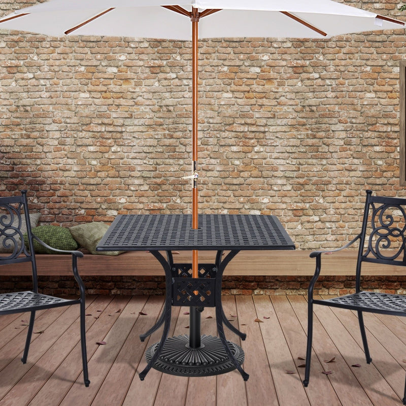 Black 90cm Square Outdoor Dining Table with Umbrella Hole