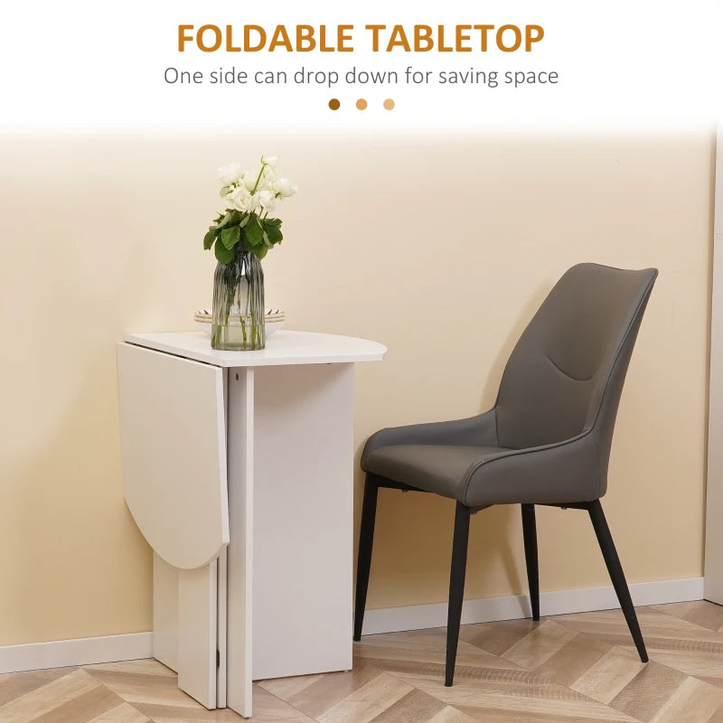 Stylish Four-Person Drop Leaf Dining Table in White - Space-Saving Design for Modern Homes and Small Dining Areas