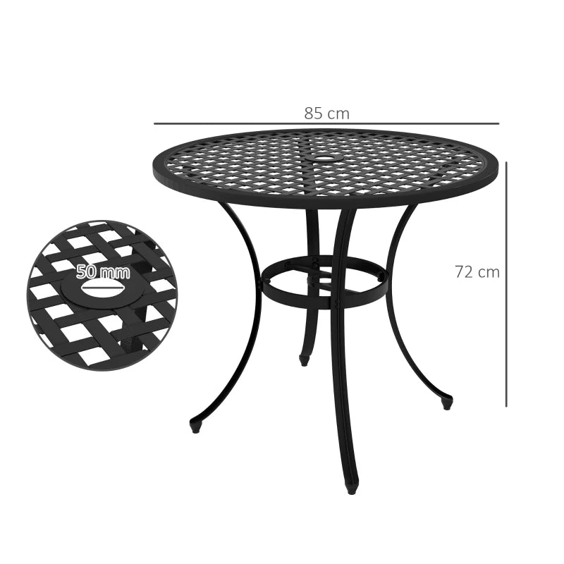 Round Aluminium Garden Table with 50mm Parasol Hole - Grey