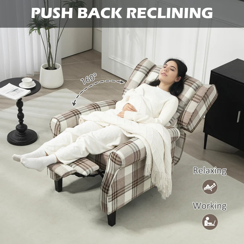 Brown Reclining Armchair with Footrest - 160° Adjustable Comfort for Relaxation