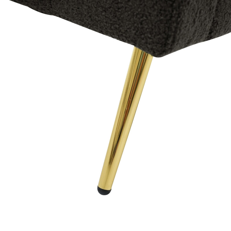 Stylish Modern Loveseat Sofa Bed with Adjustable Backrest, Gold Legs, and Side Storage Pockets in Dark Grey