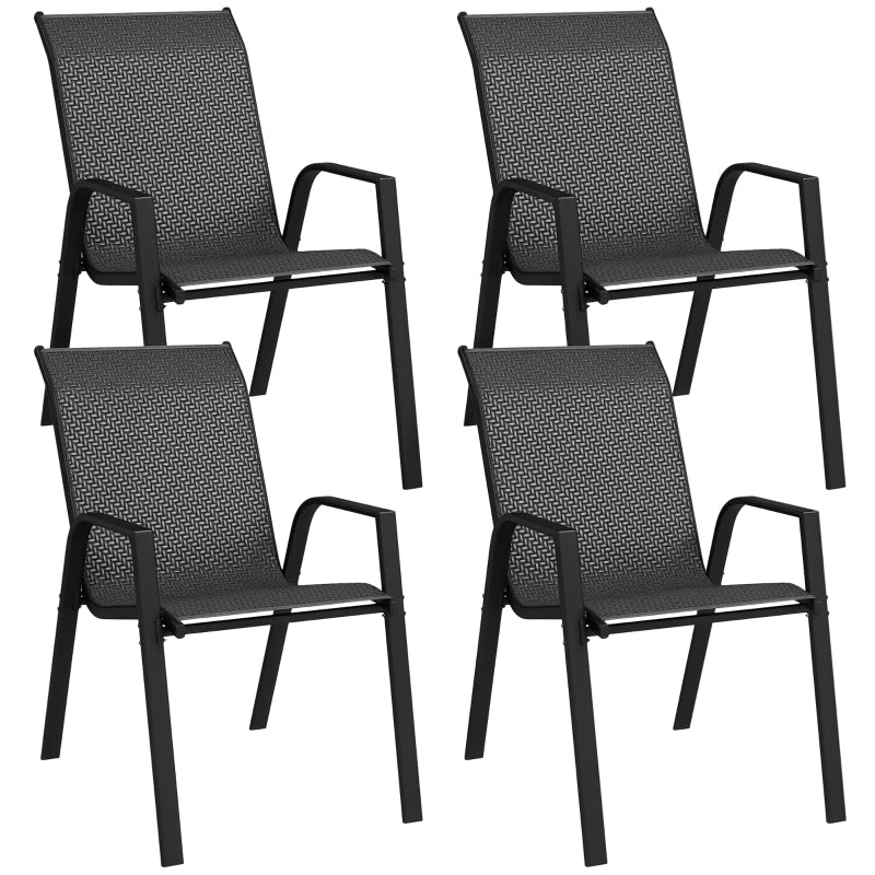 Stylish Four-Piece Grey Rattan Garden Seat Set - Stacking Outdoor Furniture for Patio, Balcony, and Garden