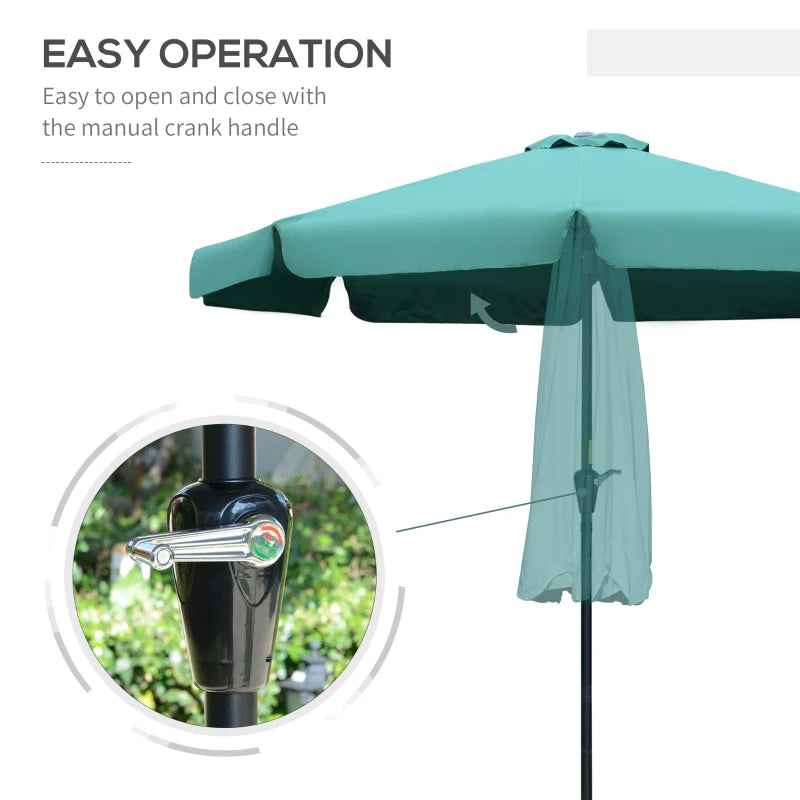 Green 2.7m Patio Garden Umbrella with Tilt and Crank