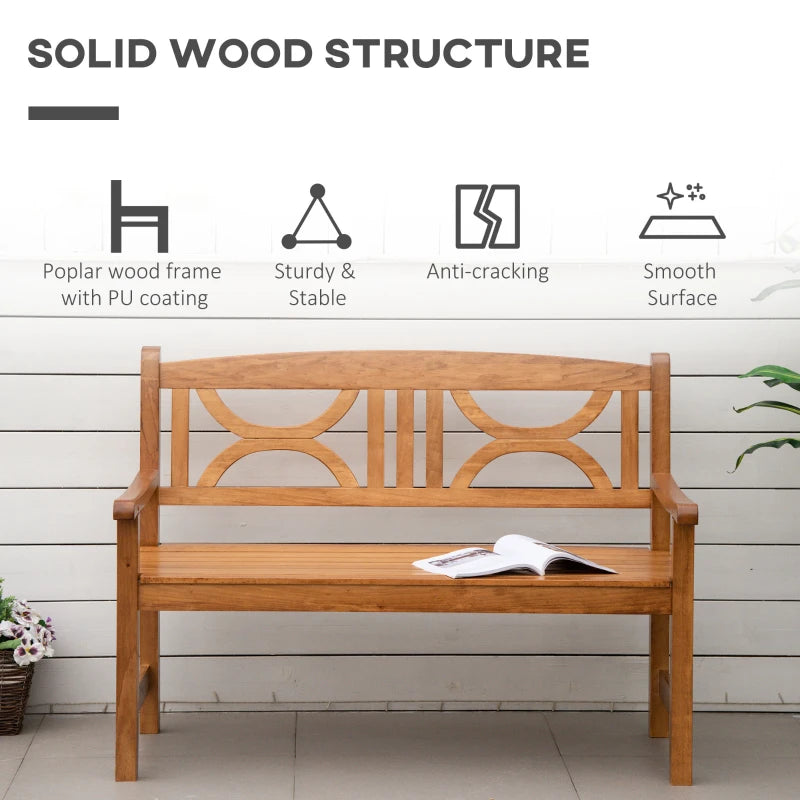 Natural Wood 2-Seater Outdoor Patio Bench