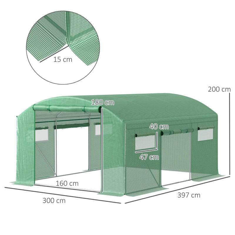 13 x 9.8ft Walk-In Greenhouse (Green)