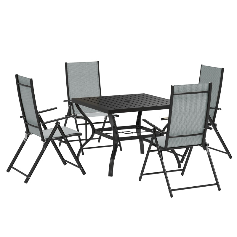 5-Piece Steel Frame Patio Set - Grey and Black - Outdoor Furniture for Garden and Balcony