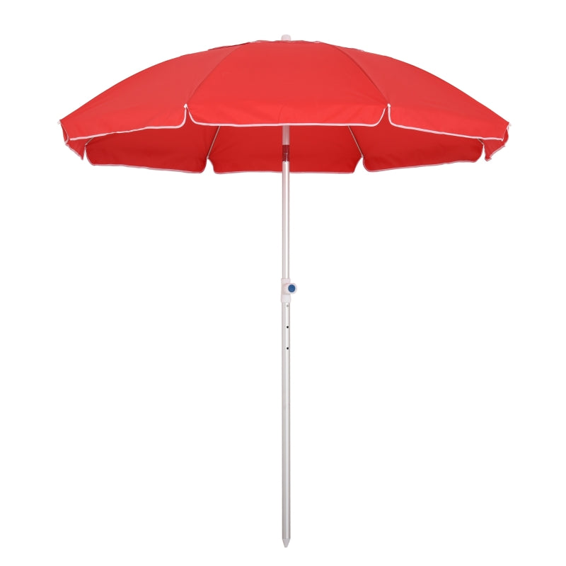 Red Portable Beach Umbrella with Tilt and Adjustable Height