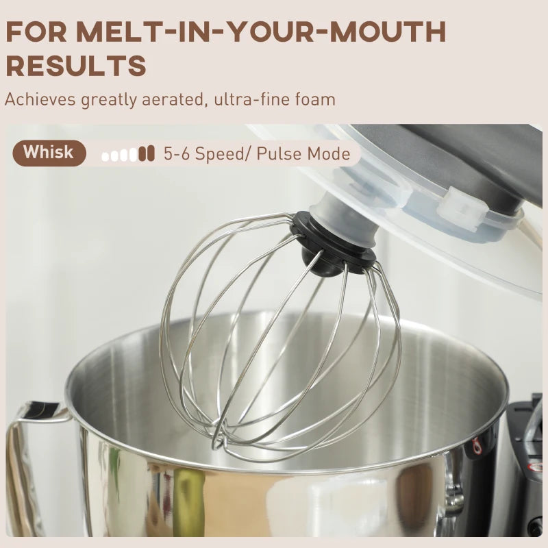 Premium 1300W Silver Kitchen Stand Mixer with Accessories - Powerful, Versatile, Ideal for Baking and Cooking Enthusiasts