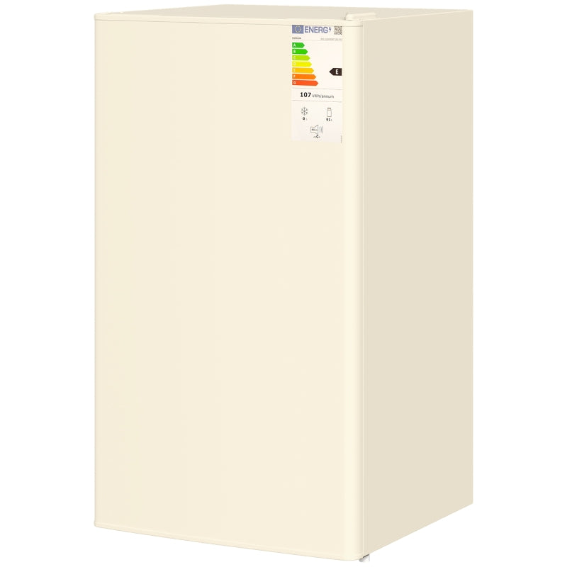 91L Freestanding Under Counter Fridge Freezer - Compact Beige Mini Fridge with Chiller Box & Adjustable Thermostat, 47.5cm Wide