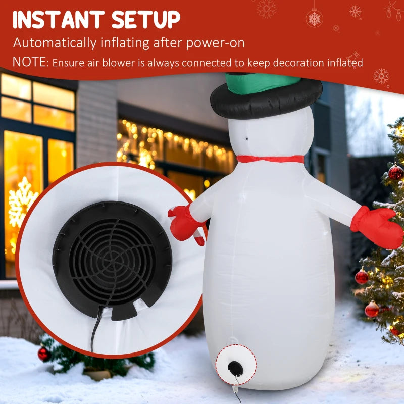 8FT Inflatable Christmas Snowman with Disco Lights - Self-Inflating Outdoor Decoration for Garden & Home Holiday Decor