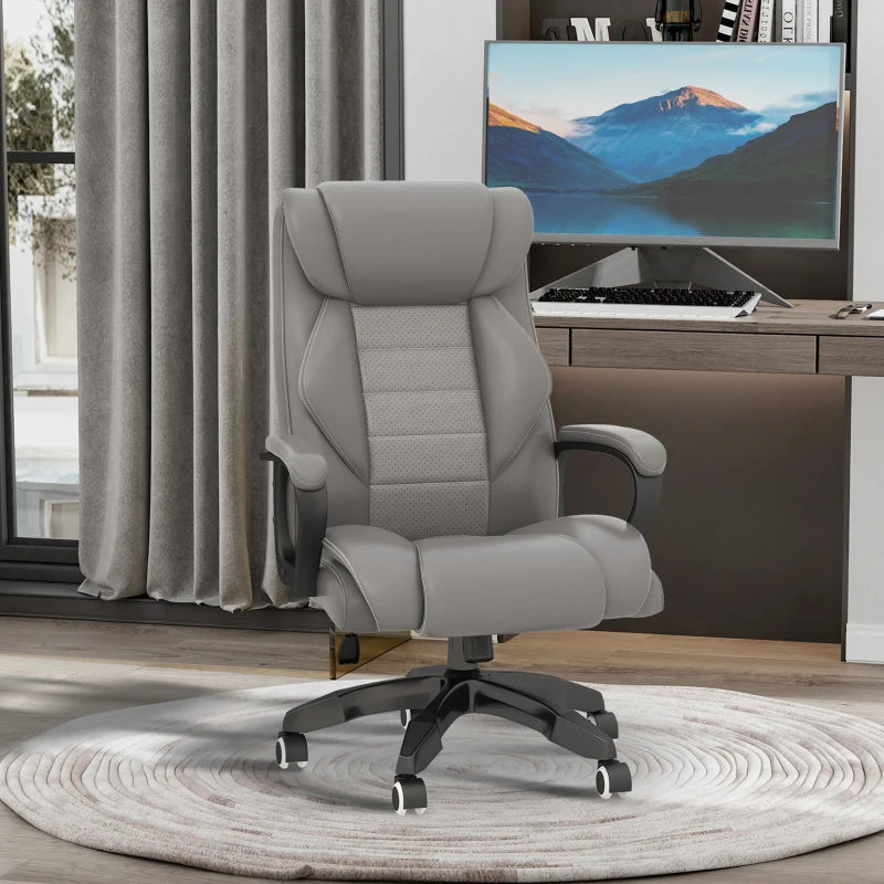 Vinsetto Grey Office Chair with 6-Point Massage & Back Heat, Ergonomic PU Desk Chair with Padded Seat & Tilt Function