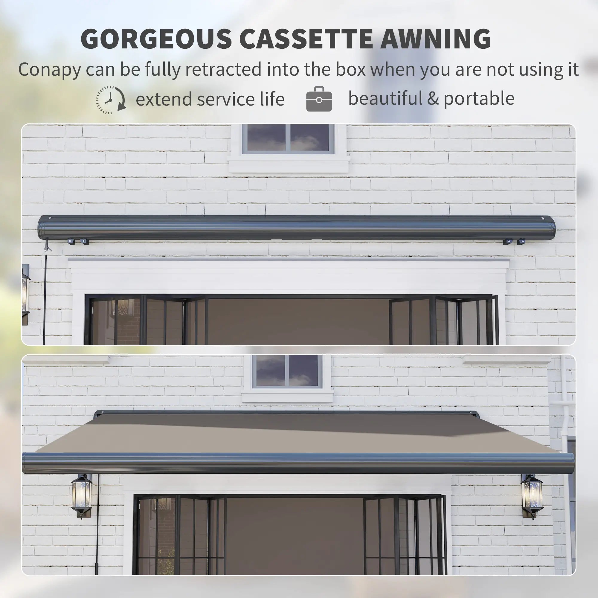 3.5m x 3m Electric Awning with Remote Controller - Aluminium Frame DIY Retractable Awning, UV50+ Sun Shade Canopy