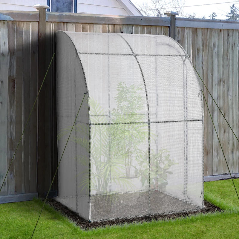 White Outdoor Walk-In Greenhouse with Zippered Door, 143x118x212cm