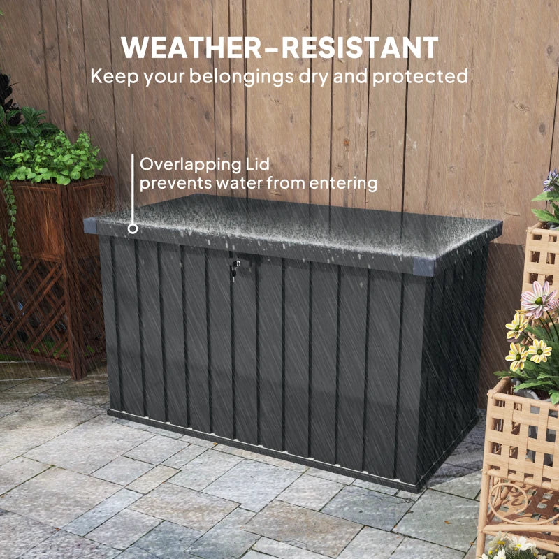 400L Galvanised Steel Outdoor Garden Storage Box for Tools and Equipment