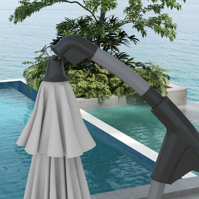 Grey 2.7m Cantilever Parasol with Cross Base