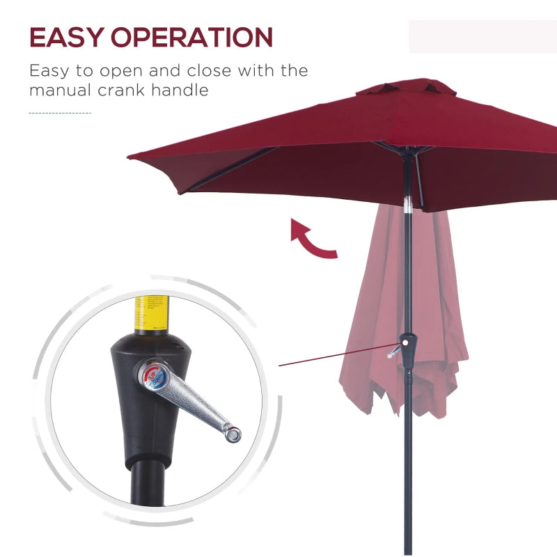 Red 2.6M Tilt Crank Garden Parasol Umbrella