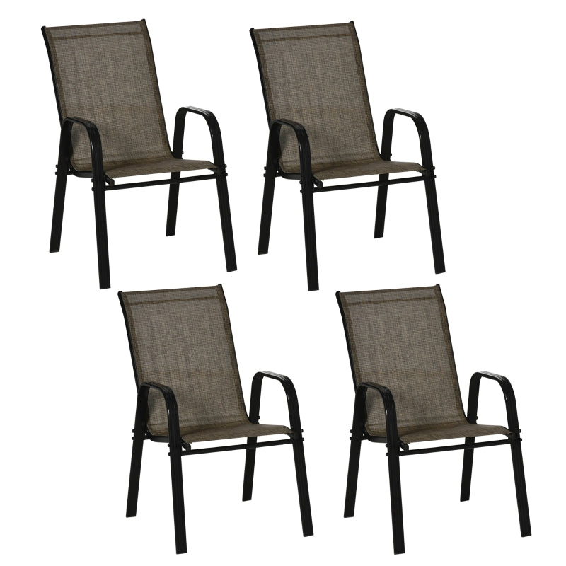 4 Stackable Mesh Seat Chairs - Mixed Brown