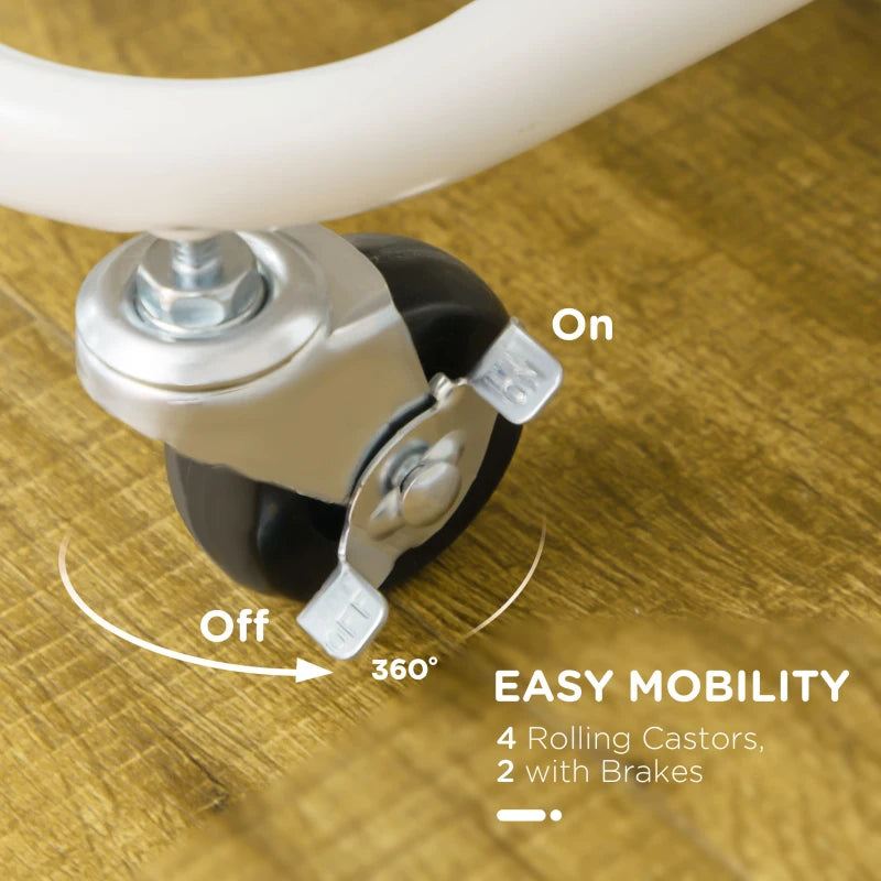 White Three-Tier Home Trolley with Handle and Wheels - Versatile Storage Cart for Kitchen, Living Room, and Office