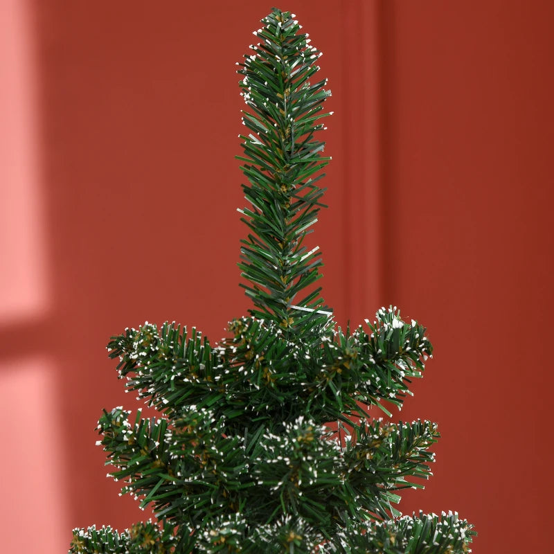 5.5FT Snow Dipped Christmas Pencil Tree - Foldable Black Stand, Green Holiday Indoor Decoration for Festive Home Decor