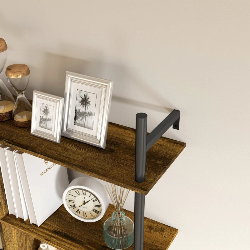 Stylish Three-Tier Floating Shelf - Modern Brown and Black Wall Storage for Home Decor and Organization