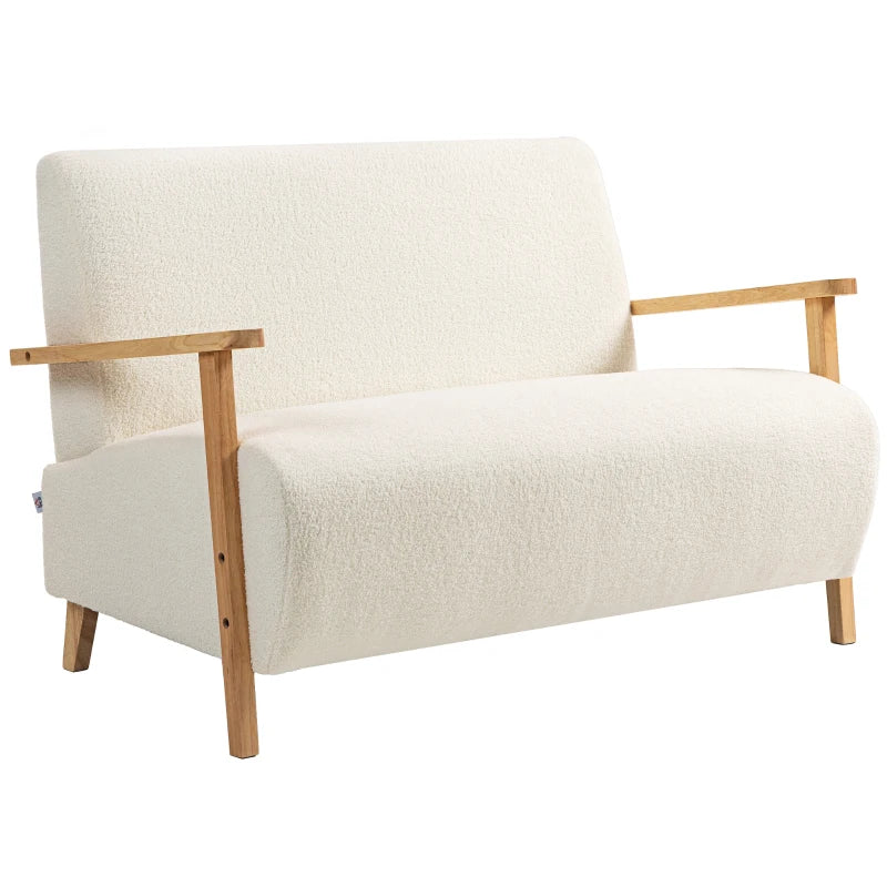Cream White Small Sherpa Fabric 2 Seater Sofa Settee for Compact Living Spaces