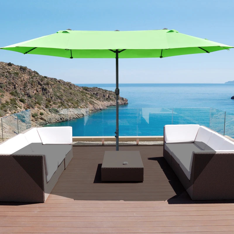 Green Double-sided Crank Sun Umbrella Canopy - 4.6M