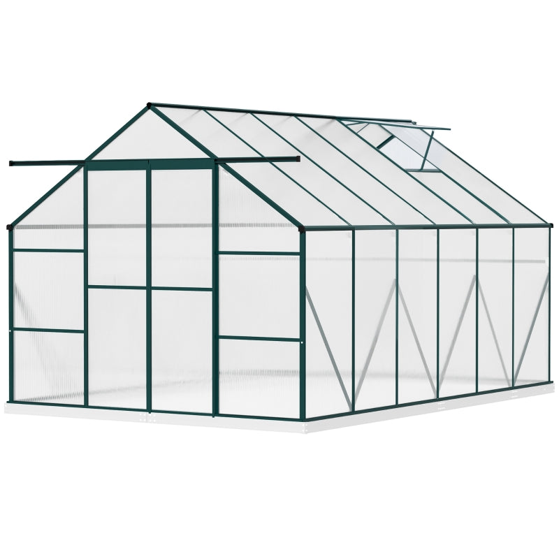 Green Polycarbonate Walk-in Greenhouse Kit with Adjustable Roof Vent